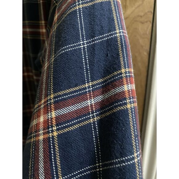 L.L. Bean Men's XS Fleece Lined Plaid Flannel Button Down Shirt Shacket Navy Red - Picture 14 of 15